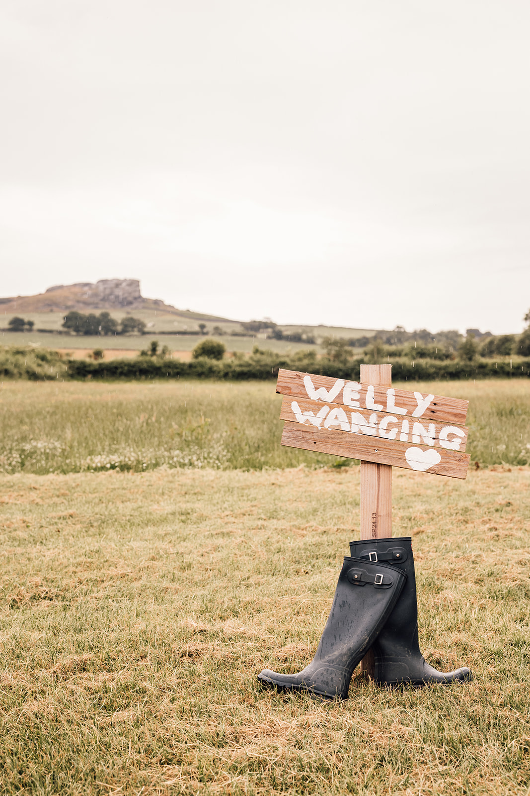 welly wanging at outdoor wedding venue