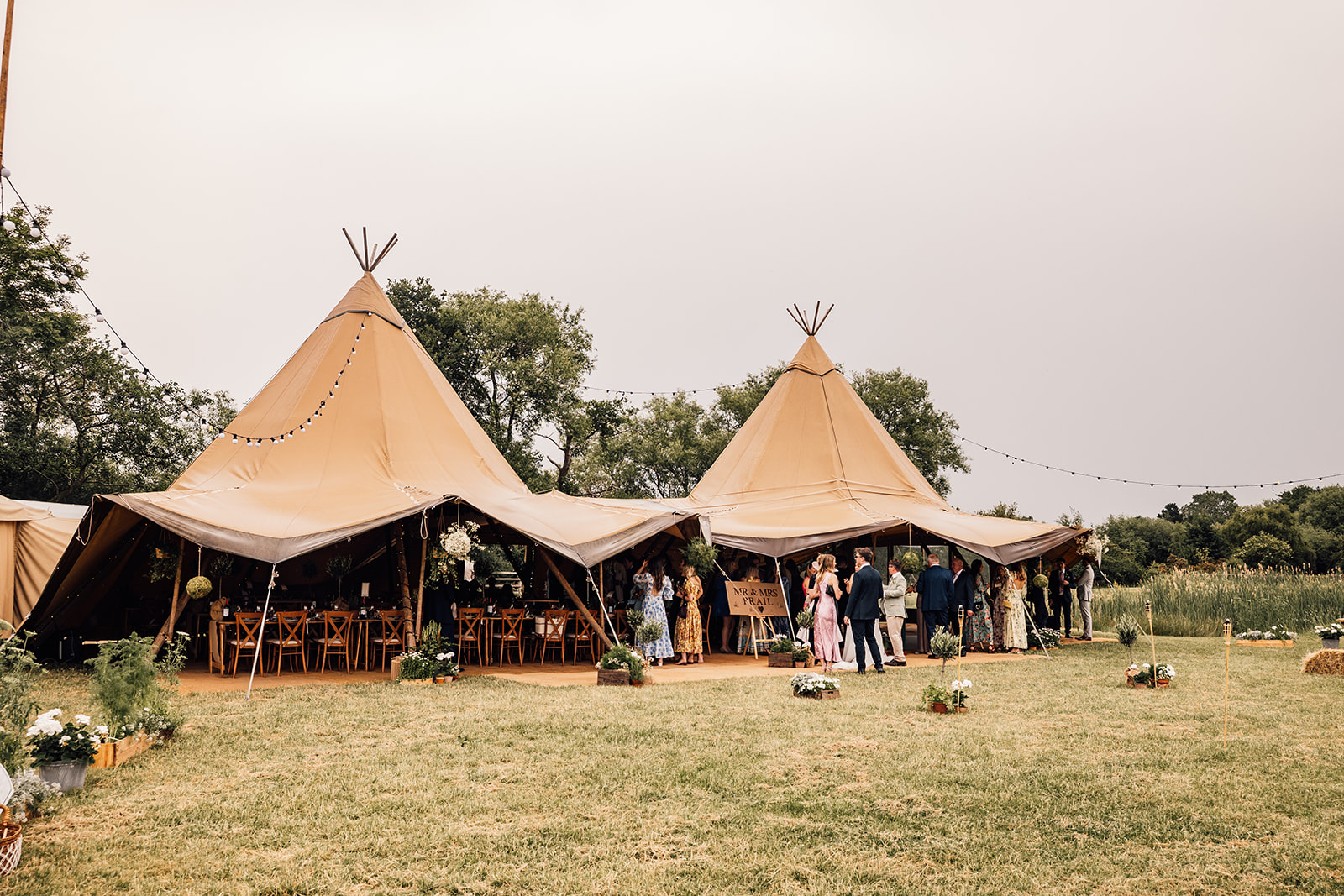 giant tipi wedding setting in yorkshire countryside