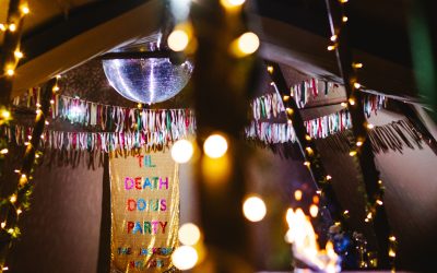 fairy lit teepee wedding